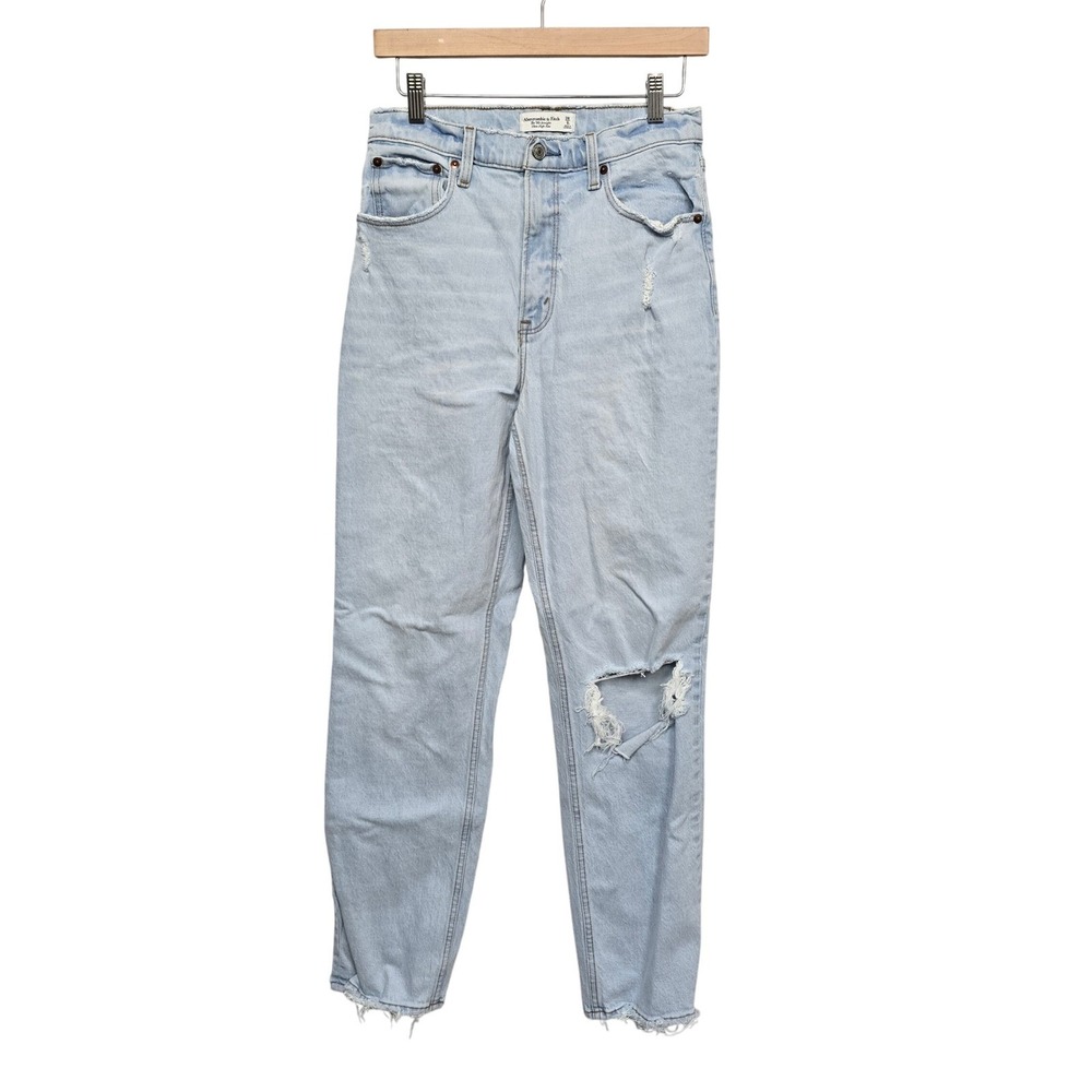 Abercrombie & Fitch Jeans Womens 10R Light Wash High Rise Mom Distressed Ripped